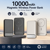 Batterie externe magnétique sans fil 10000 mAh, chargeur rapide portable avec affichage numérique LED pour iPhone, smartphone, utilisation en voyage