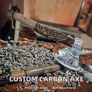 THEWIZ CRAFTS Hacha Tomahawk OEM Personalizada de Acero al Carbono de Alta Calidad Industrial con Mango de Madera de Fresno y Grabado a Mano - Product Image 2
