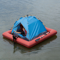 Plateforme gonflable pliable, radeau remorquable, tapis Drop Stitch, bateau de pêche à la traîne, compatible avec les moteurs hors-bord et les tentes d'abri