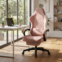 Chaise de bureau ergonomique de style racing en cuir et tissu, design contemporain, pivotante, dossier haut, support lombaire réglable en 3 positions