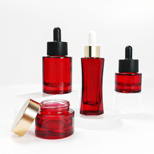 Envase cosmético personalizado 15g 30g 50g tapa de oro de cristal rojo cuidado de la piel tarro de crema facial con tapas - Product Image 4