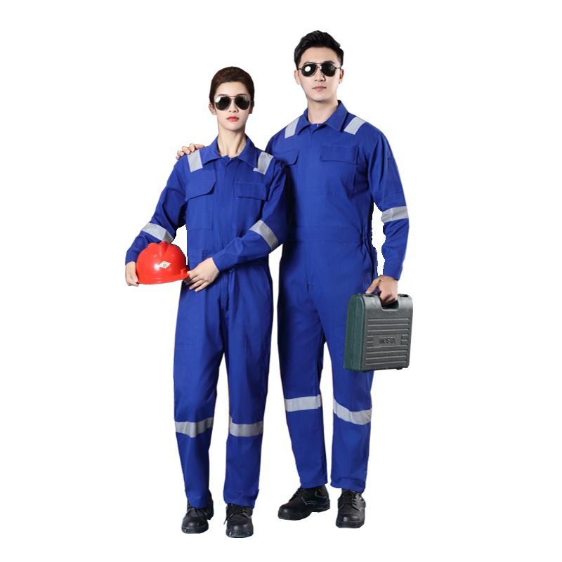 100% Cotton Custom Protective Breathable Coveralls Long Sleeve Working Reflective Safety Clothing for Work Construction