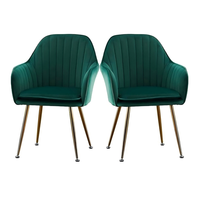 Chaise de salle à manger moderne en velours OEM, fauteuil confortable avec pieds en métal doré, chaise d'appoint rembourrée pour restaurant et salon