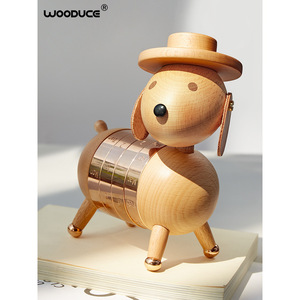 Calendario de madera Wooduce con diseño de cachorro, adorno de escritorio, madera de nogal con baño de oro de 18 quilates, decoración de oficina, regalo para hombres y mujeres - Product Image 4