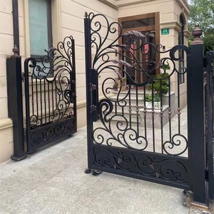 Portail en fer forgé <span class=keywords><strong>villa</strong></span> haut de gamme portail en fer forgé porte d'entrée en métal forgé cour simple double porte - Product Image 1