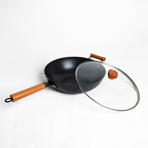Wok en acier <span class=keywords><strong>au</strong></span> carbone 32 cm, grand wok <span class=keywords><strong>chinois</strong></span> traditionnel compatible avec les cuisinières à gaz - Product Image 2