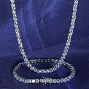NUOYA High Quality Hiphop Jewelry 2mm 3mm 4mm 5mm VVS Moissanite Diamond Silver Plated Brass <strong>Tennis</strong> Chain <strong>Necklace</strong> for <strong>Men</strong> Women - Product Image 6