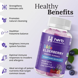 Oem Organic Elderberry Gummy Candy Vitamins with Natural Fruit Flavors for Kid Health - Product Image 4