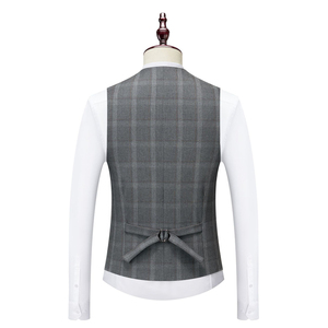 Nouveau Slim-fit hommes Plaid trois pièces <span class=keywords><strong>costume</strong></span> hommes <span class=keywords><strong>costume</strong></span> décontracté marié meilleur <span class=keywords><strong>homme</strong></span> <span class=keywords><strong>costume</strong></span> robe - Product Image 6