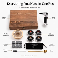 CHEERS 4 Favors Kit de fumage de whisky avec torche, coffret cadeau en bois, design vintage écologique, capacité 1L, pour gravure laser masculine