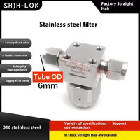 Conexiones Swagelok Tipo 316SS, Filtro en T de Doble Férula, Rosca NPT BSPT BSPP, Forjadas, para Medios de Aceite, Gas y Agua, ASME DIN