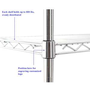 14 "x 30" x 72 "מסחרי מתלה חוט נירוסטה 5 מדף מתכת מתכווננת עבור אחסון בגדים - Product Image 6