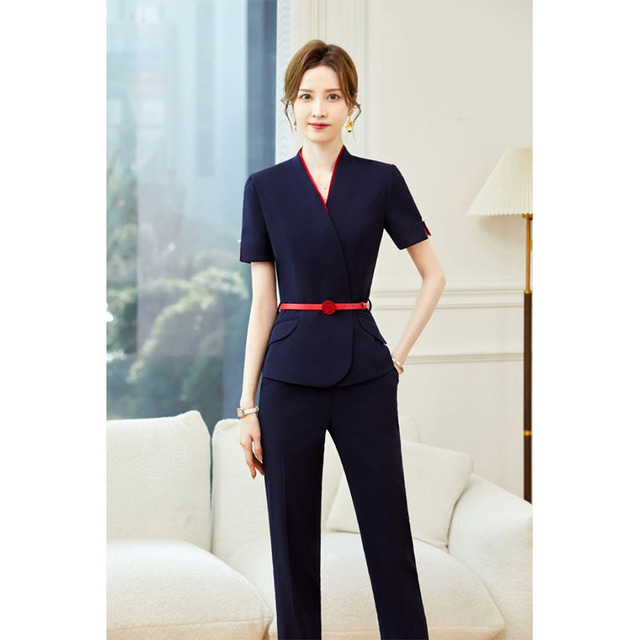 dress for receptionist Women Work Dresses Floor-Length Cami with Hooded Collar and Flutter Short Sleeves Spring Autumn Office Lady from Dhgate Work Dresses Tailored fit Spandex adds comfort and easy movement Two angled welt pockets Receptionist Front Desk Uniform Ideas