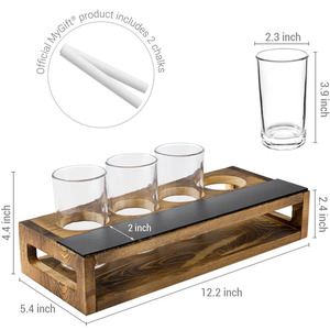 Bandeja de madera para degustación de cerveza con etiquetas de pizarra para servir IPA, Stout, Amber y Lager - Product Image 4