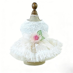 Vestido para perros, falda de tul blanca, estilo floral retro para bodas, para perros pequeños y medianos, primavera, verano, cuatro estaciones, poliéster - Product Image 5