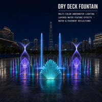 Fontaine interactive extérieure moderne en acier inoxydable avec éclairage LED RGB synchronisé à la musique, laser, étanche IP68, garantie 5 ans