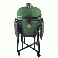Grill Kamado en céramique vert de 26 pouces avec insert pour four à pizza pour cuisine extérieure