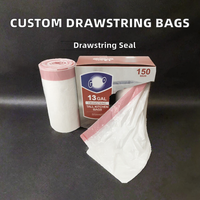 Sacs poubelles en plastique jetables personnalisés pour cuisine, épaisseur 0,3 mm, avec cordon de serrage, en rouleau, pour usage domestique