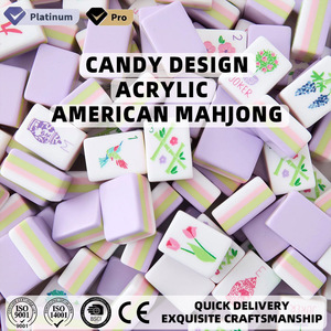 Carreaux de Mahjong américain violet clair 160 ensemble de carreaux acryliques de conception de bonbons avec tapis de Mahjong tropical prêt à expédier USA Stock local - Product Image 1