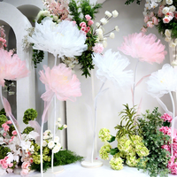 Grandes fleurs artificielles en organza, pivoines géantes pour décoration de mariage et événements, présentation florale sur pied pour vitrine et scène