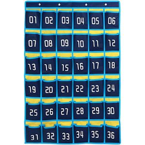 Organisateur mural à 36 poches bleu pour ranger les téléphones portables, en tissu non tissé rectangulaire - Product Image 1