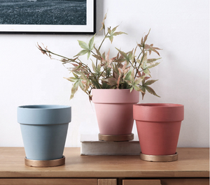 4 "5" 6 "vasi da fiori in ceramica di colore vasi per fioriera in ceramica vaso in Terracotta con vassoio in oro per la decorazione domestica - Product Image 5