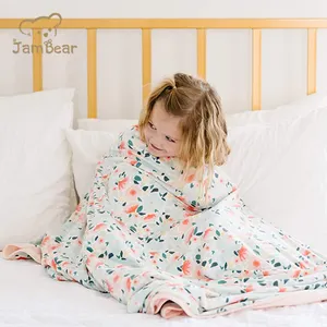 JamBear ผ้าห่มสองด้านผ้าปูเตียงเด็ก,ผ้าห่มออร์แกนิกเป็นมิตรกับสิ่งแวดล้อมไม้ไผ่