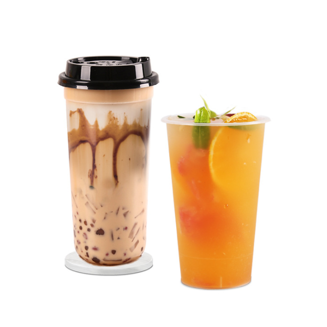 Пользовательский логотип напечатанный 16 унций 24 унций 34 унций Боба чашки одноразовые пластиковые чашки чая на заказ молочный чай чашки
