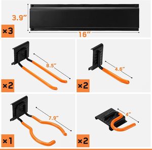 Rails épissables faciles à enclencher utilisation Simple Wallmaster <span class=keywords><strong>Garage</strong></span> stockage herbe mangeur montage <span class=keywords><strong>brouette</strong></span> mur cintre pour outils - Product Image 2
