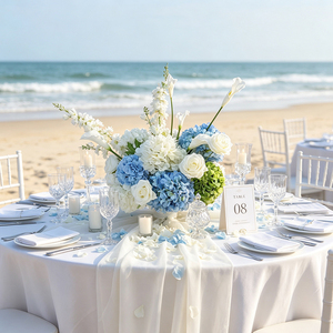 Bola de Flores de Hortensia Personalizada DKB, Hortensia Azul y Blanca de Tacto Real, Flores Artificiales para Decoración de Bodas - Product Image 1