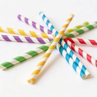 Pailles en papier à pois blancs et oranges