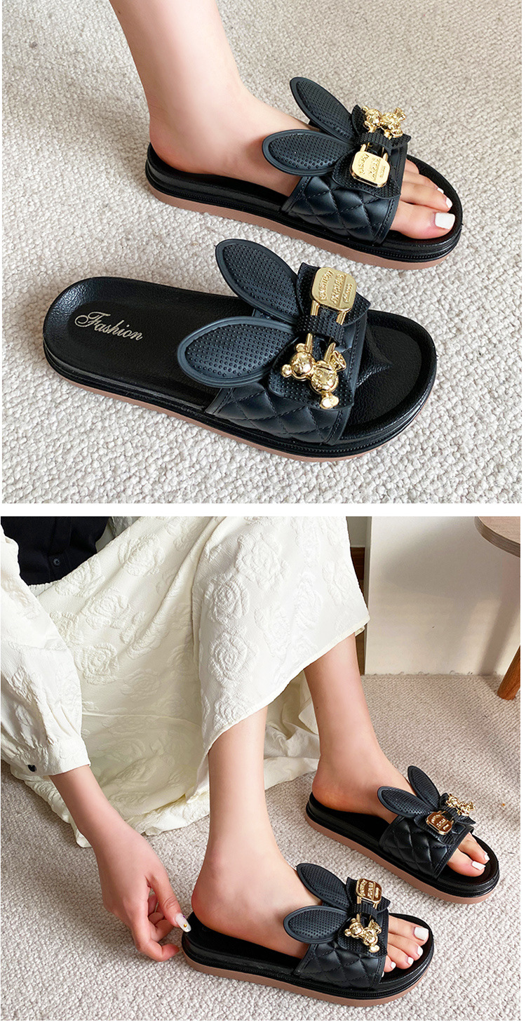 Rabbit Slippers Female Fashion Flat Thick Sole Anti-slip Sandals Women Casual Shoes