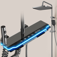 Système de douche numérique chaud et froid en aluminium avec affichage, pommeau de pluie, lumière ambiante LED, haute pression, vente directe d'usine en gros