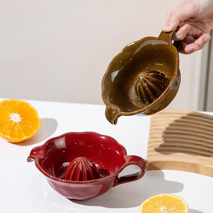 Presse-agrumes manuel créatif en céramique avec poignée, extracteur de jus pour aliments pour bébés, outil pratique pour presser citrons et pamplemousses - Product Image 2