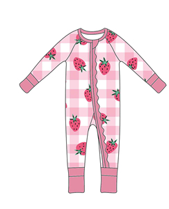 Tutina per Neonati 95% Fibra di Bambù con Stampe Dolci per Bambini Piccoli Maniche Lunghe con Volant <span class=keywords><strong>Abbigliamento</strong></span> <span class=keywords><strong>Sportivo</strong></span> Primaverile Senza MOQ - Product Image 3