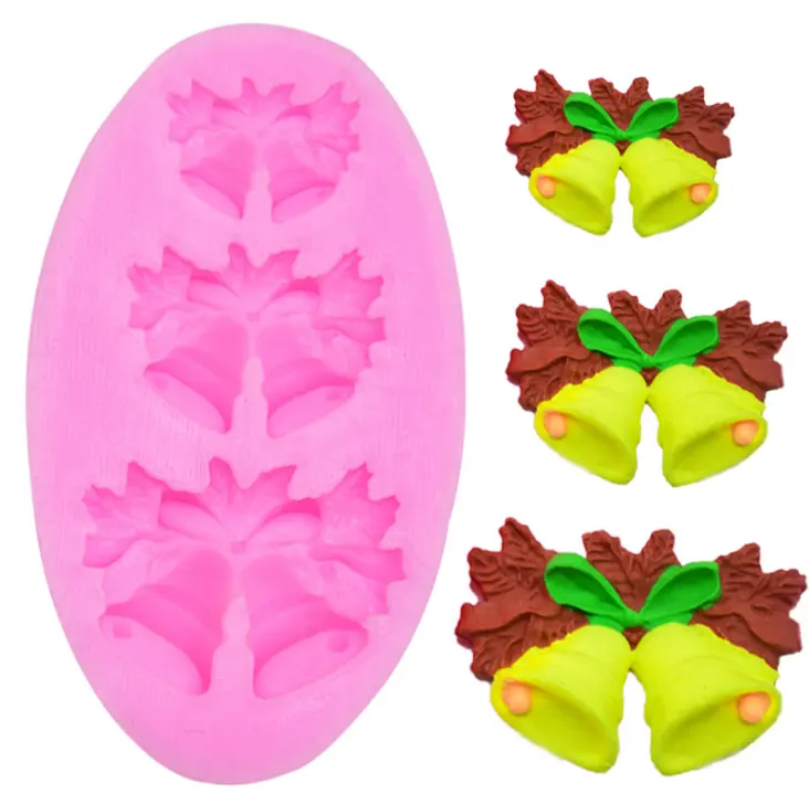 Moldes de silicona líquida para Fondant 3D Jingling Bell para Cupcake Toppers Chocolate Candy Cake Cookie Baking Decoration