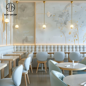 Table carrée en marbre moderne de qualité supérieure, chaise en cuir, <span class=keywords><strong>banquette</strong></span> blanche, sièges écologiques, café-<span class=keywords><strong>restaurant</strong></span> commercial - Product Image 6