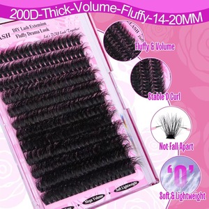 Kit de Pestañas Postizas Individuales Autoadhesivas Hechas a Mano 200D, Pestañas en Racimo 200D, Kit de Pestañas Postizas - Product Image 3