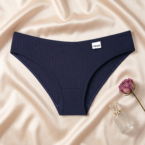 Culottes Femme Grande Taille en Coton Tricoté Côtelé Bleu Marine, Couleur Unie, Séchage Rapide, Respirantes, Douces et Extensibles – Vente en Gros - Product Image 3