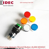 Sakelar Tombol Tekan Berlampu Izumi China Asli 16 mm AL6M-M24GC Hijau Self-resetting Bulat 8-pin 24 V Garansi 1 Tahun