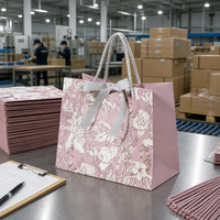 Leabon Staubrosa Blumen-Geschenktüte mit Botanischem Design und Kordelgriff Luxuriöse Papier-Geschenktüte Großhandel Fabrik