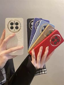 Pour Mate60pro étui de téléphone portable en cuir P40 camélia métal miroir Magic5 protection tout compris - Product Image 4