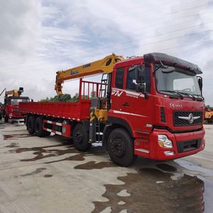 Camion à plateau plat Dongfeng 8X4 de 14 tonnes avec grue télescopique pour la manutention de matériaux de construction - Product Image 2