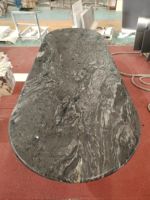 SH STONE pierre naturelle personnalisée 3m conception de luxe granit cosmique noir grande table à manger en marbre quartzite avec dessus en cuir moderne