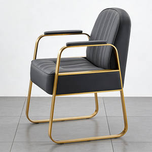 Fauteuil de Barbier Haut de Gamme en Acier Inoxydable, Siège Professionnel de Coiffure en Cuir, Tabouret de Repose-Pieds, Chaise de Salon Commerciale Tendance - Product Image 4