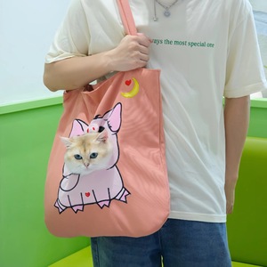 กระเป๋าใส่สัตว์เลี้ยงลายการ์ตูนแมว กระเป๋าสะพายไหล่แบบพกพาน้ำหนักเบาสำหรับสุนัขแมว - Product Image 2
