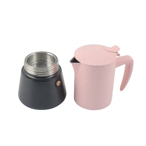 หม้อกาแฟมอคค่าพอทอะลูมิเนียมสีชมพูพร้อมฝาปิด ดีไซน์มินิมอล ใช้กับเตาได้ 1 ชิ้น - Product Image 3