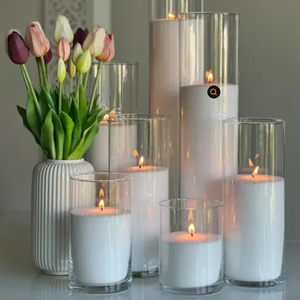 Vase en verre transparent à la mode pot de bougie en verre de cire de sable Tase transparent à paroi épaisse - Product Image 6
