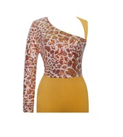 Combinaison asymétrique imprimée pour dames Combinaison décontractée pour femmes Bodycon Combinaisons longues à paillettes Combinaison jaune à une manche
