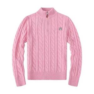 Suéter <span class=keywords><strong>de</strong></span> <span class=keywords><strong>punto</strong></span> para <span class=keywords><strong>hombre</strong></span> estilo Old Money England <span class=keywords><strong>Lauren</strong></span> con cremallera, logo bordado y diseño <span class=keywords><strong>de</strong></span> trenzas caladas, cálido y con textura <span class=keywords><strong>de</strong></span> trenzas trenzadas. - Product Image 3
